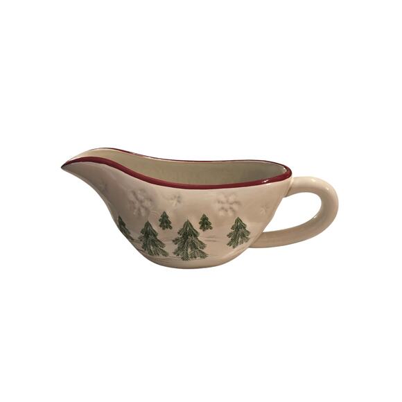 Gravy Bowl With Evergreen Trees Embossed St Nicholas 16oz - Picture 1 of 6